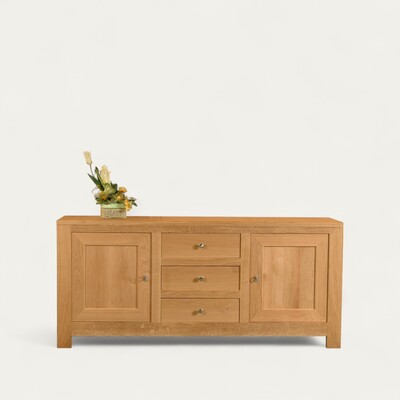 11161_Buffet Création chêne naturel 2 portes 3 tiroirs sur mesure