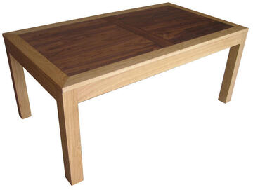 11570 Table rectangulaire 2 allonges Chêne & noyer naturel