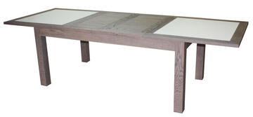 11570 Table rectangulaire Chêne flotté & corian blanc detail 1