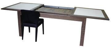 11570 Table rectangulaire Chêne flotté & corian blanc detail 2