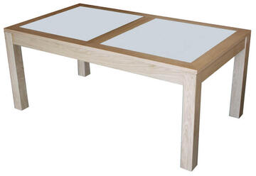 11570 Table rectangulaire chêne naturel & corian blanc