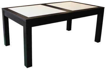 11570 Table rectangulaire chêne wengé & corian blanc