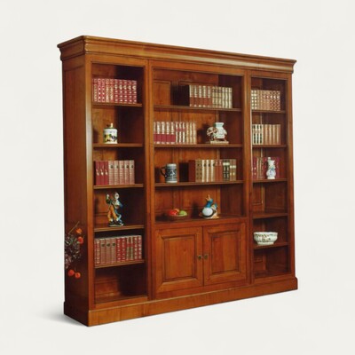 118a_bibliotheque ouverte bas 2 portes Louis Philippe merisier décorateur bois massif