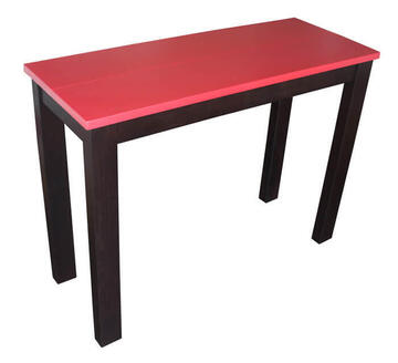12400 Console extensible 4 allonges 4 pieds chêne wengé noir & dessus laqué rouge