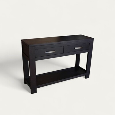 12450_console 2 tiroirs double plateau chêne wengé noir bois massif sur mesure made in bretagne