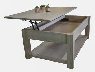 12570_Table basse  plateau relevant double plateau chêne blanchi bois massif sur mesure made in Bretagne Rennes Fougères