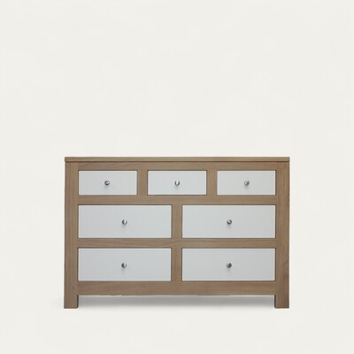 13361 commode 7 tiroirs création chêne blanchi et blanc sur mesure