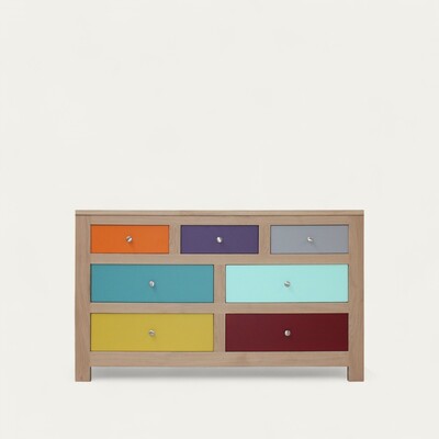 13361_commode création chêne blanchi bois massif et laqué multicolore made in Bretagne personnalisable Pirotais