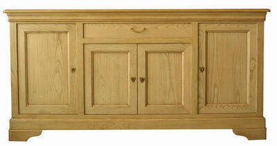1750 Buffet 4 portes 1 tiroir - Chataignier ivoire patiné bois 100% massif