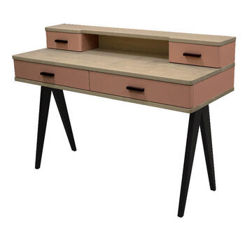 Bureau secrétaire coiffeuse vintage année 50 sur mesure personnalisable bois massif chêne blanchi et laqué vieux rosse