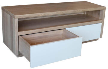 22239 Meuble TV Chêne blanchi Bas 2 tiroirs haut 1 niche