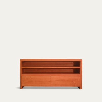 22240_buffet merisier 2 tiroirs 1 niche sur mesure made in France