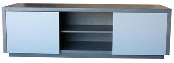 22260 Meuble TV Chêne grisé 2 portes coulissantes
