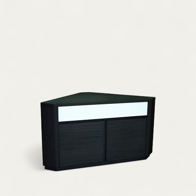 22280A buffet tv angle 2 portes 1 tiroir chêne wengé noir