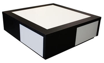 22510 Table basse 4 tiroirs étoile Chêne wengé noir - bois massif et corian laqué blanc