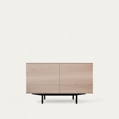 41152_BUFFET slim 2 portes push pull chêne blanchi bois massif pied métal bateau noir sur mesure made in bretagne Pirotais