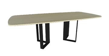 41831 table ovale chêne blanchi bois massif piétement trombone métal noir