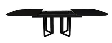 41835_Table slim ovale pied métalTrombone Fénix noir 2 allonges de 48 ouverture synchronisée made in bretagne Pirotais meubles