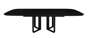 41835_Table slim ovale pied métalTrombone Fénix noir 2 allonges de 48 stockées à l'intérieur ouverture synchronisée made in bretagne Pirotais meubles