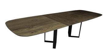 41841_Table slim ovale Trombone noyer naturel bois massif 2 allonges de 48 à l'intérieur ouverture synchronisée made in france Pirotais meubles