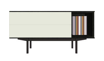 Buffet TV Chêne wengé noir, laqué et métal 42251