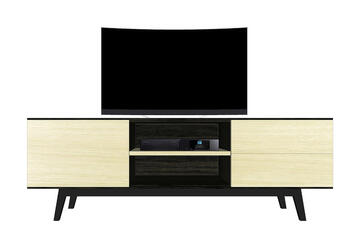 42265_Meuble TV Chêne et wengé sur mesure - 1 porte coulissante 2 tiroirs