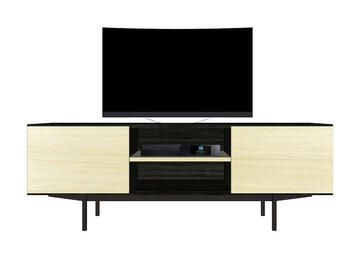 Buffet TV Chêne blanchi et wengé noir, métal 42265