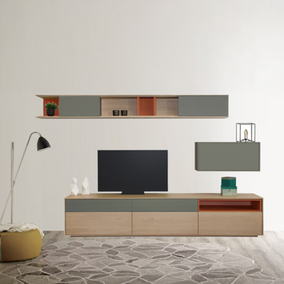 42275 ensemble TV slim chene blanchi et laqué sur mesure made in bretagne