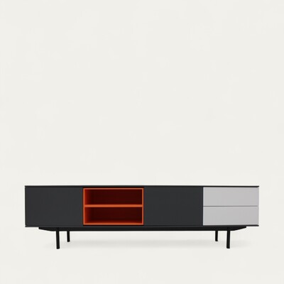 42280 Buffet TV SLIM 2 tiroirs 2 portes pied bateau sur mesure made in bretagne