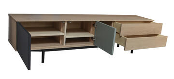 42280S_Meuble TV_SLIM 2 portes 2 tiroirs chêne blanchi