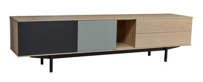 42280S_meuble TV_SLIM 2 portes chêne blanchi sur mesure
