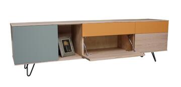 42282d Meuble TV Chêne 2 portes 1 tiroir 1 niche sur mesure