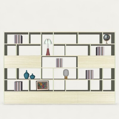 50005_composition murale PERSO 3 tiroirs 2 abattants alvéoles ouvertes chêne blanchi bois massif sur mesure personnalisable fabrication française design