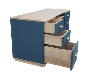 54149_BUREAU Ministre 6 tiroirs 1 niche_COOPER chêne blanchi et laqué bleu nuit personnalisable sur mesure made in Bretagne Pirotais