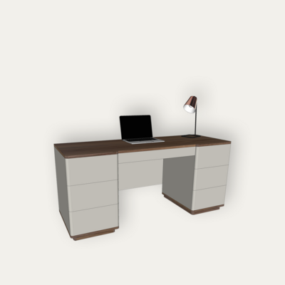 54149_BUREAU Ministre_COOPER NOYER et laqué tourterelle 7 tiroirs