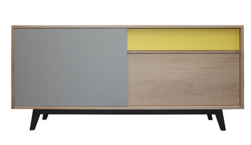 61265_buffet vintage 3 portes coulissantes chêne blanchi gris souris jaune citron personnalisable made in bretagne