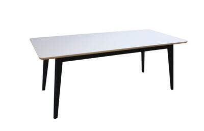 61569O table plateau oxygen coins et chants arrondis fénix blanc chene blanchi piétement vintage laqué noir allonge papillon au milieu fabriqué en france