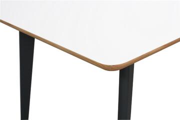 61569OD table plateau oxygen coins et chants arrondis fénix blanc chene blanchi piétement vintage laqué noir allonge papillon au milieu fabriqué en france