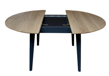 61622_table ronde 1 allonge chêne blanchi et laqué balustrade sur mesure made in bretagne Rennes Avranches Saint Malo