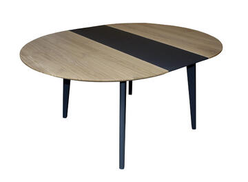 61622_table ronde 1 allonge portefeuille chêne blanchi et laqué balustrade sur mesure made in bretagne Rennes Avranches Saint Malo