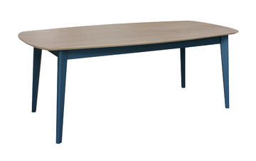 61630_table ovale noyer naturel et laqué bleu pétrole avec ou sans allonge sur mesure made in France Romagné