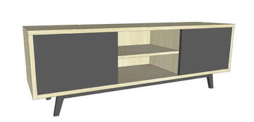 62260 Meuble TV Chêne sur mesure laqué marron