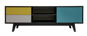 62265 Meuble TV Chêne jaune blanc bleu et sur mesure