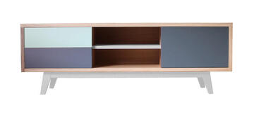 62265 Meuble TV Chêne taupe et gris sur mesure