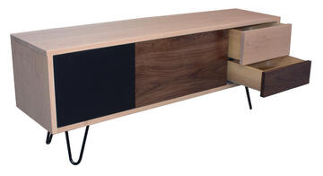 62275 Meuble TV Chêne et Noyer  - Sur mesure - laqué noir