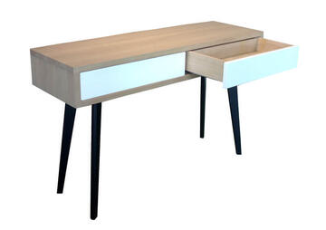 62450_Console 2 tiroirs_Collection Vintage Chêne blanchi & tiroirs blanc collection Vintage retro année 50 scandinave artisanat fabricant français bois massif profil