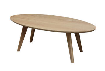 62530 Table basse ovale allongé chêne blanchi massif  Vintage retro année 50 scandinave pirotais