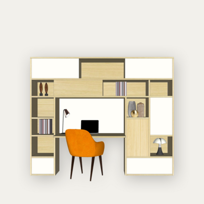 65451_COMPOSITION MURALE Bureau_PERSO Chêne et laqué blanc sur mesure personnalisable made in bretagne