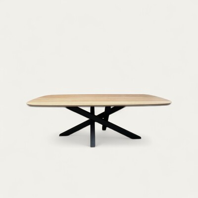 81830PM_Table Mikado plateau ovale biseauté pied métal noir sur mesure fabrication artisanale française