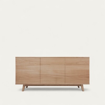 91172_Buffet cooper 3 portes 2 tiroirs push pull chêne naturel bois massif made in Bretagne sur mesure personnalisable Pirotais